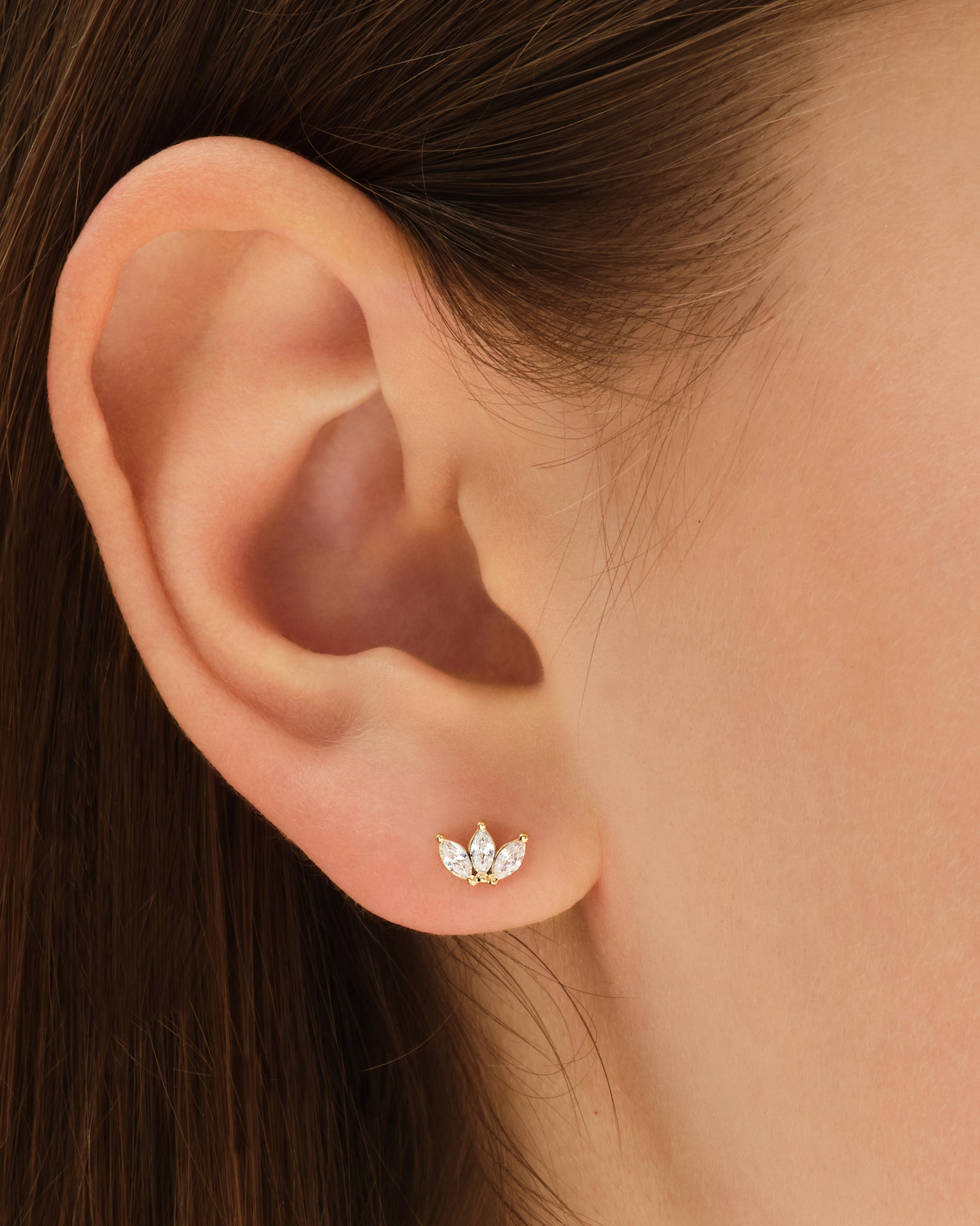 Marquise Crown Stud Earrings