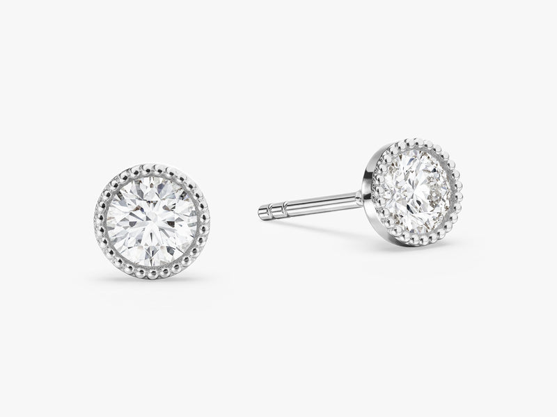 Milgrain Bezel Stud Earrings (0.50 ct tw)