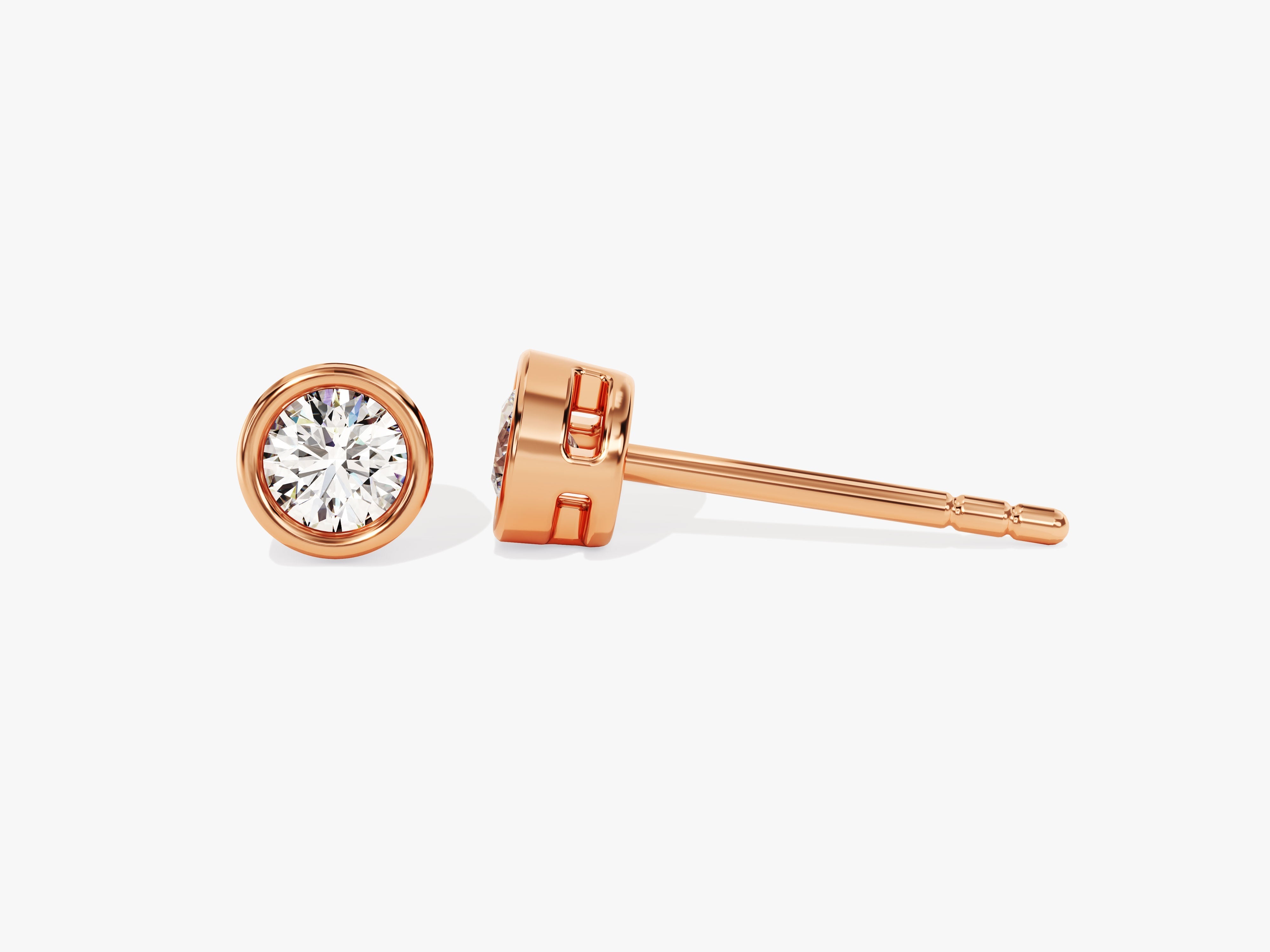 Rose gold diamond stud earrings, fine jewelry, luxury earrings