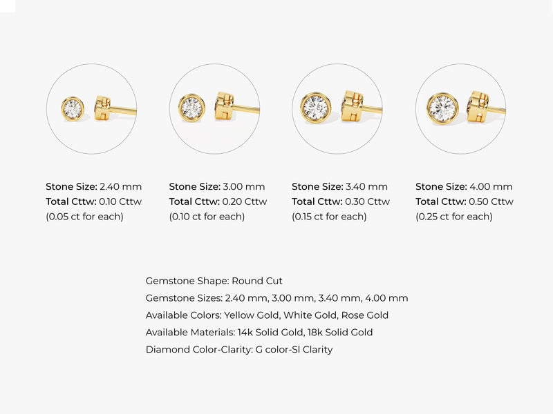 Bezel Set Stud Earrings (0.10 ct tw)