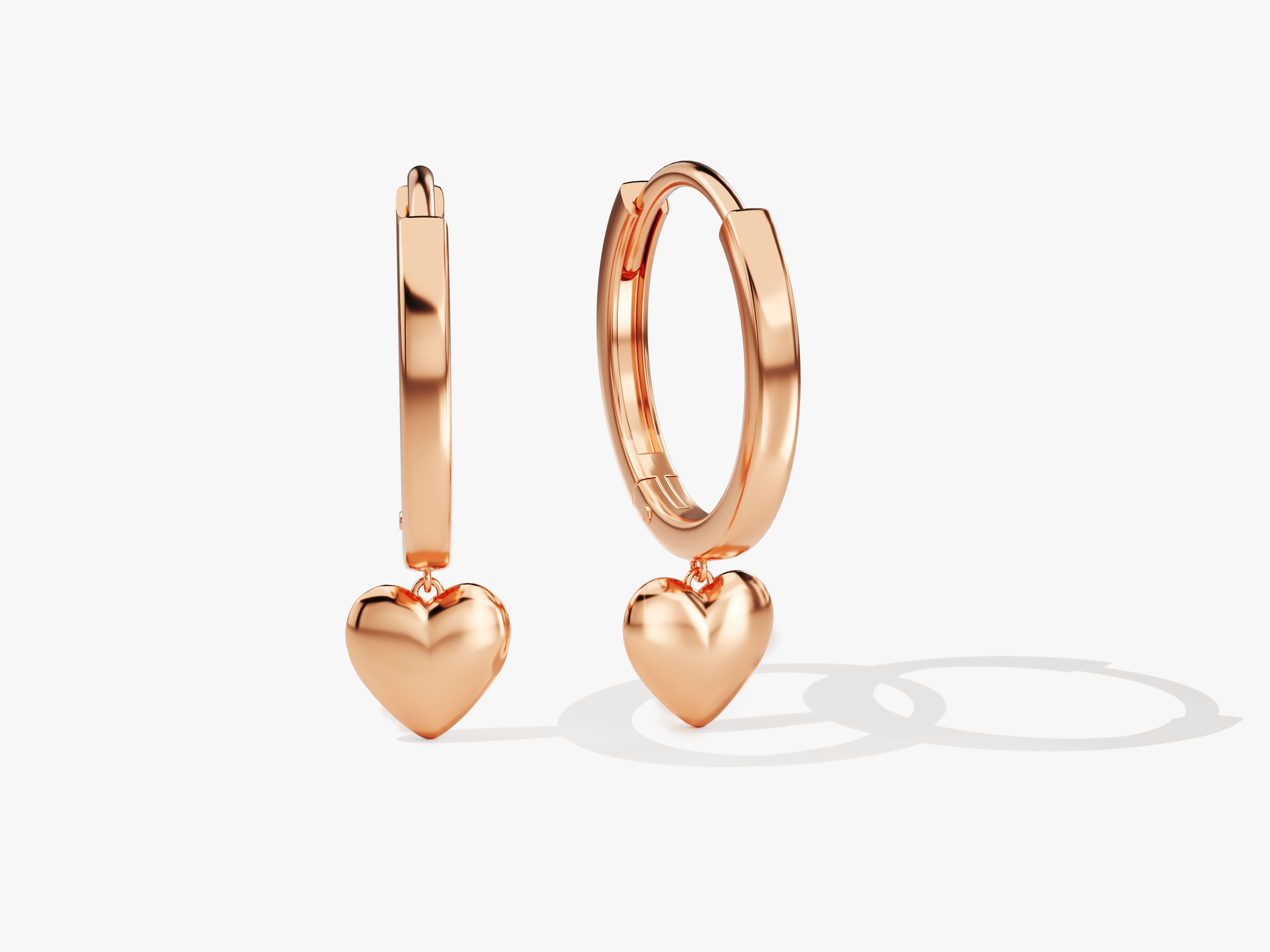 Rose gold heart charm hoop earrings for jewelry lovers