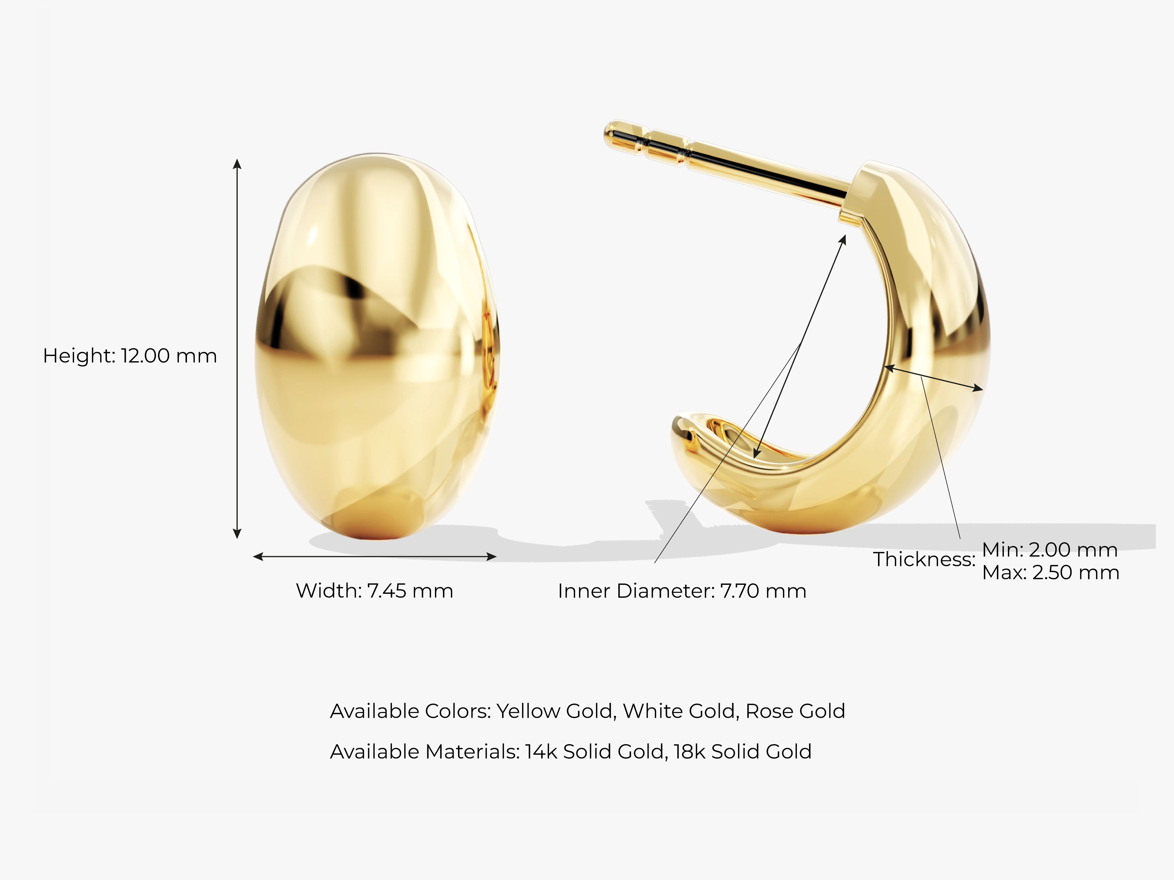 Gold hoop earrings, jewelry, available in yellow, white, rose gold