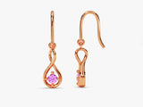 Infinity Pink Tourmaline Drop Earrings in 14k Solid Gold