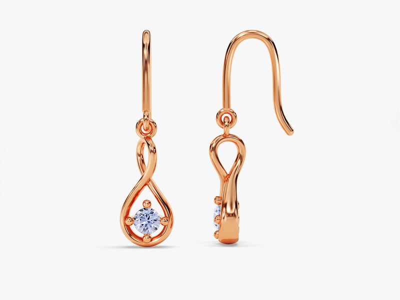 Infinity Alexandrite Drop Earrings in 14k Solid Gold