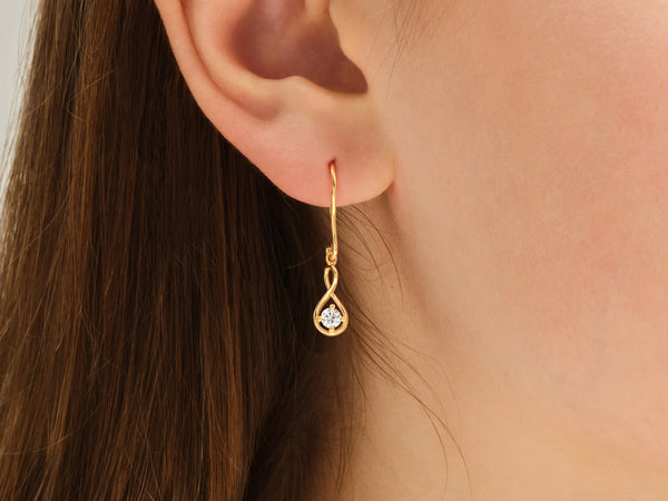 Infinity Diamond Birthstone Drop Earrings in 14k Solid Gold