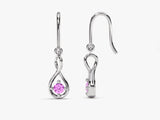 Infinity Pink Tourmaline Drop Earrings in 14k Solid Gold