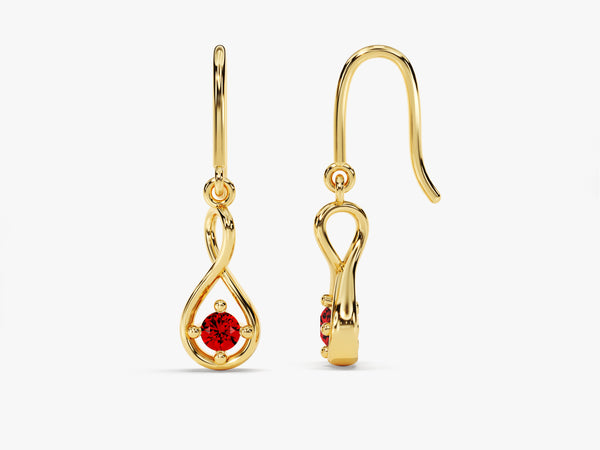 Infinity Garnet Drop Earrings in 14k Solid Gold
