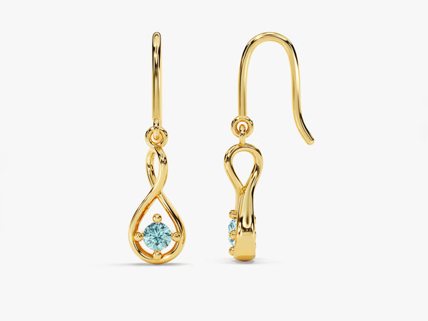Infinity Aquamarine Drop Earrings in 14k Solid Gold