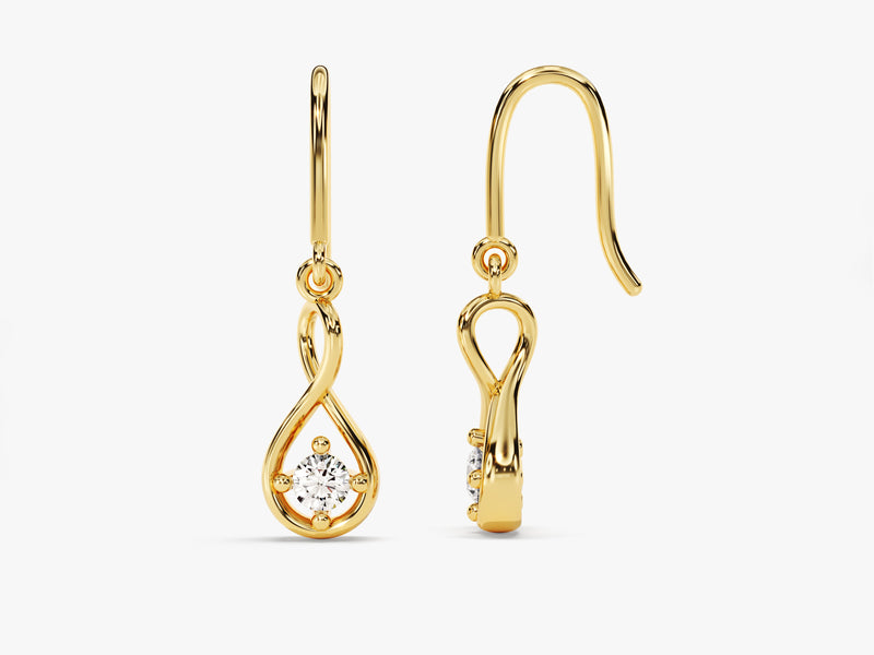 Infinity Diamond Drop Earrings in 14k Solid Gold