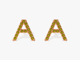 Birthstone Initial Stud Earrings