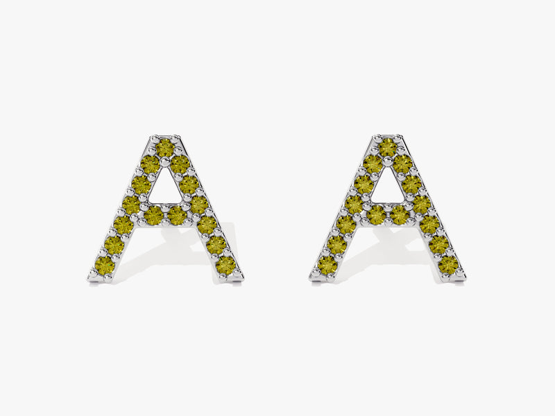 Birthstone Initial Stud Earrings