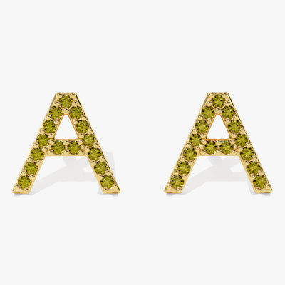 Birthstone Initial Stud Earrings