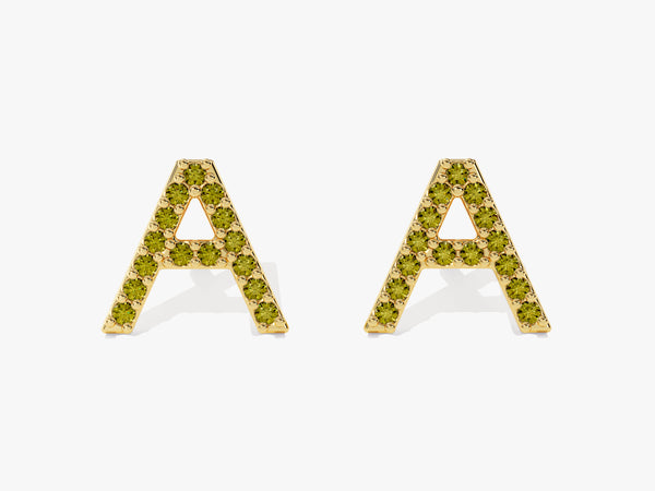 Birthstone Initial Stud Earrings