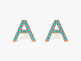 Birthstone Initial Letter Stud Earrings