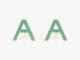 Birthstone Initial Letter Stud Earrings