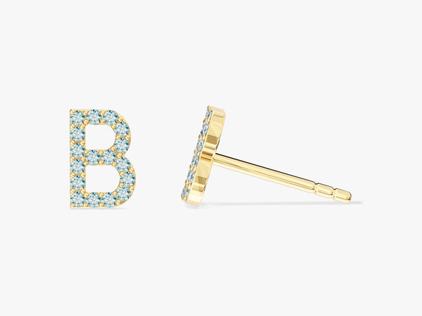 Birthstone Initial Stud Earrings