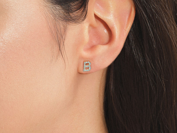 Birthstone Initial Stud Earrings