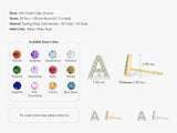 Birthstone Initial Letter Stud Earrings