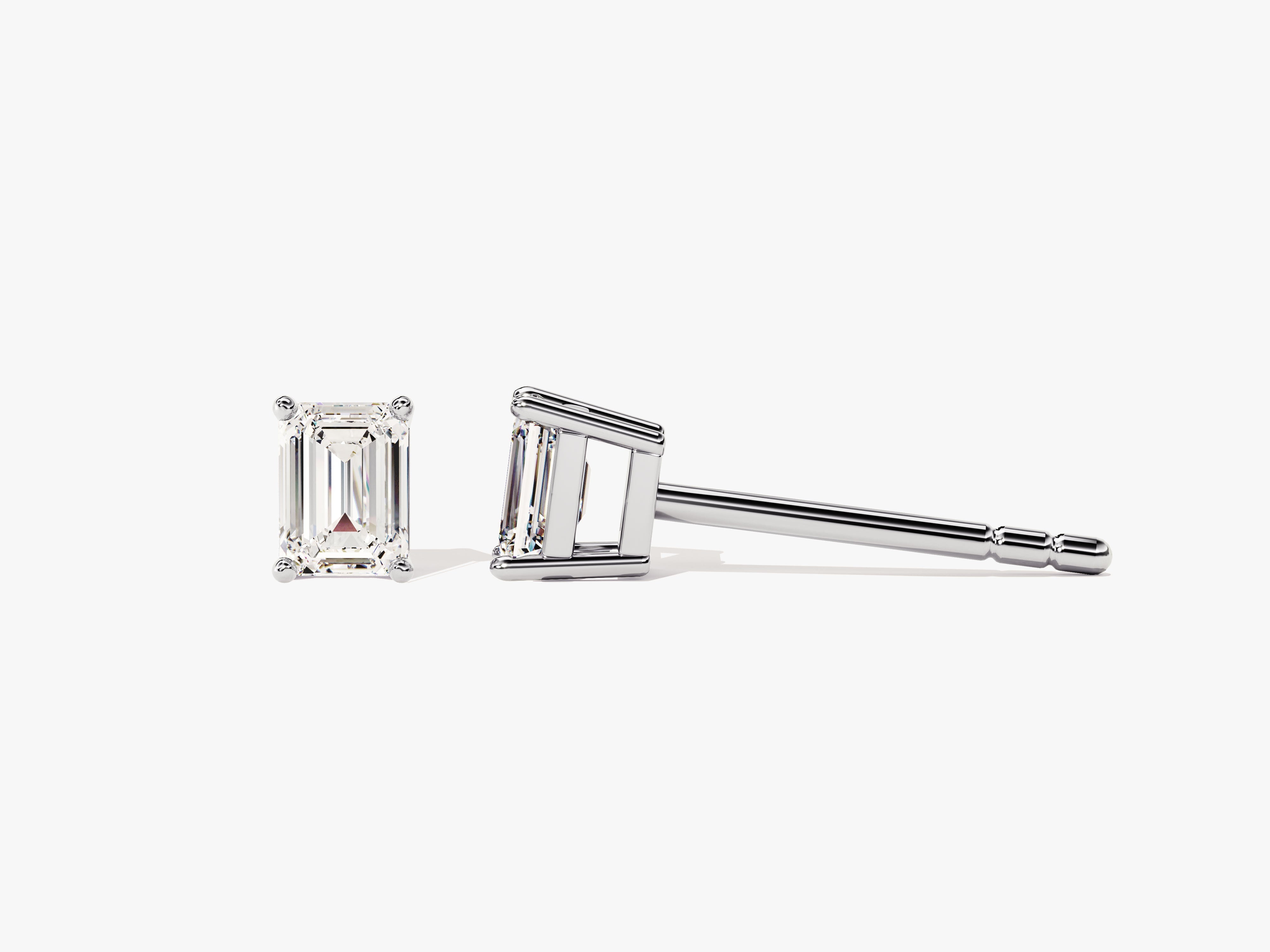 Emerald cut diamond stud earrings, fine jewelry for women