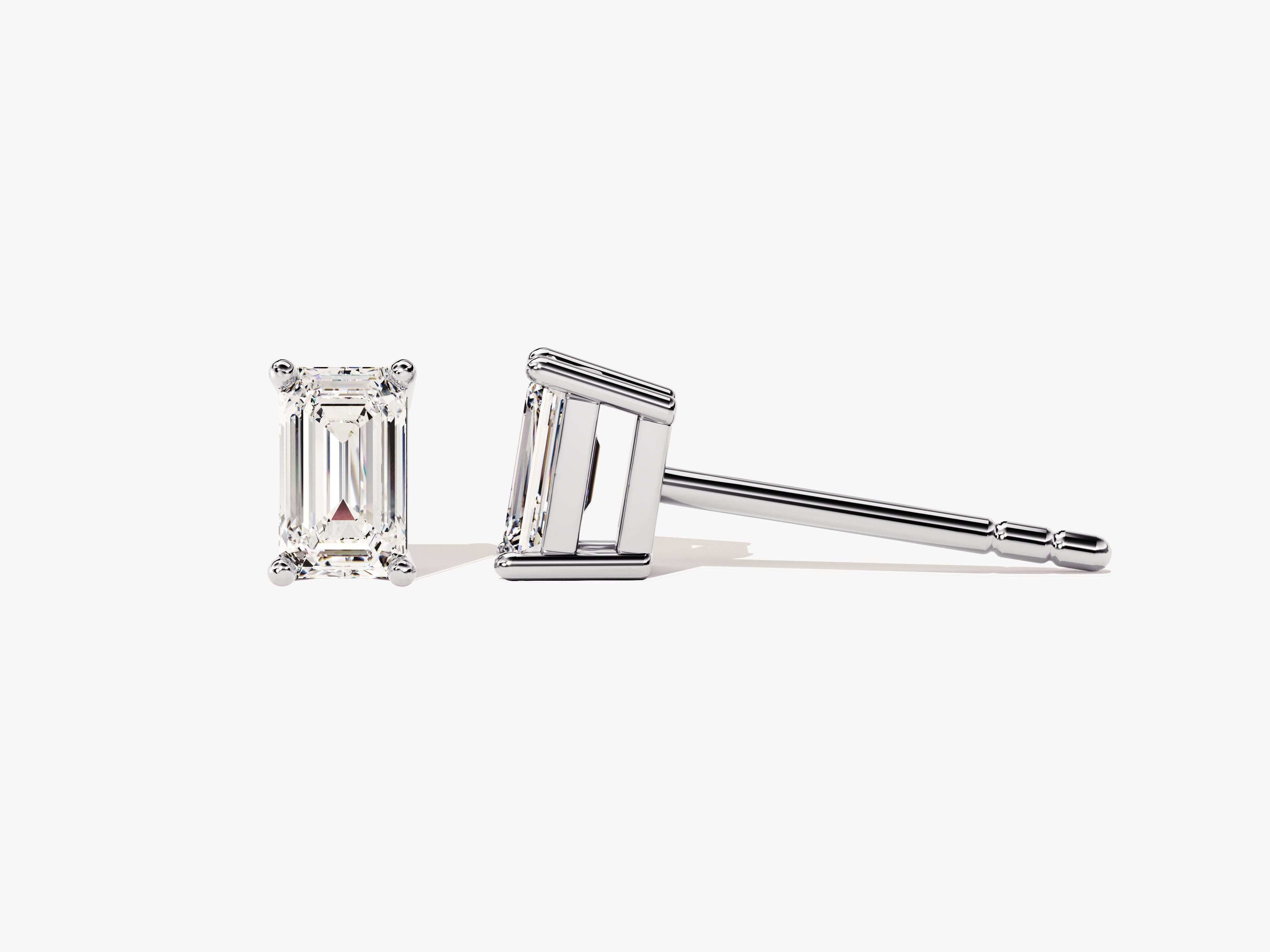Emerald cut diamond stud earrings for jewelry firm