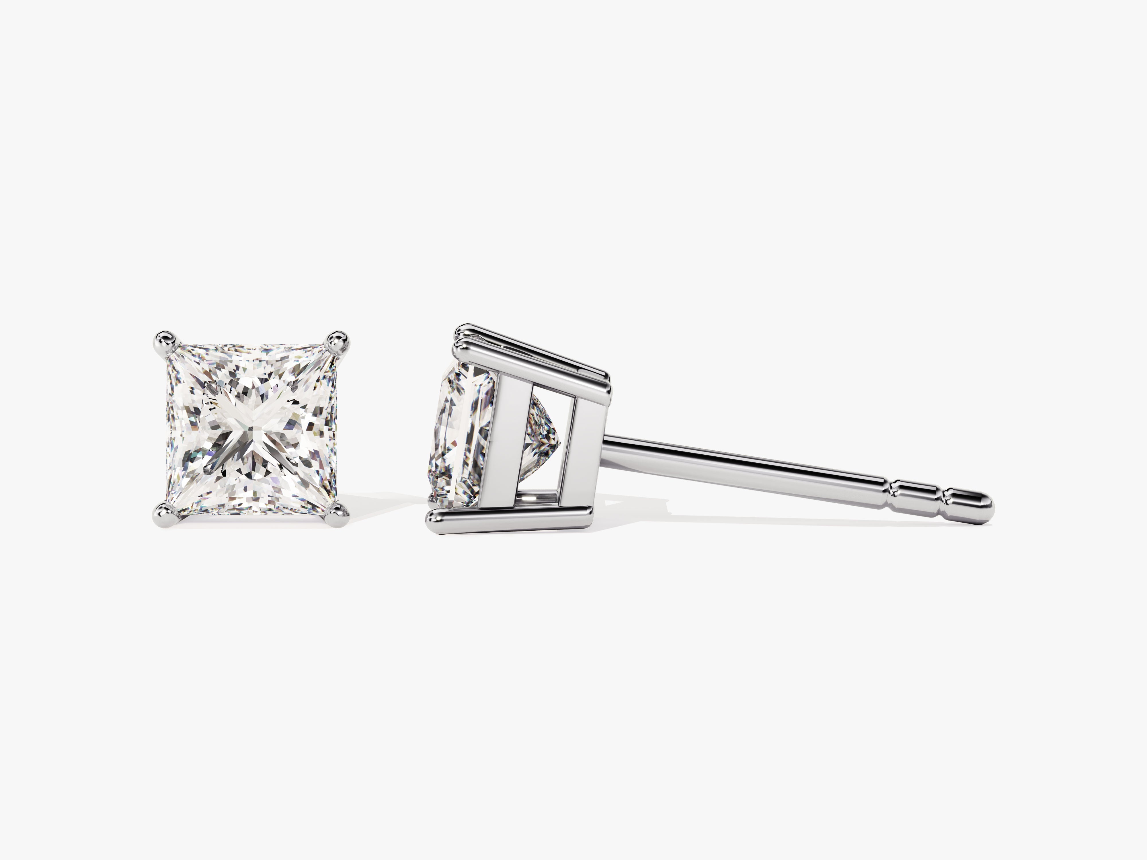 Princess cut diamond stud earrings, fine jewelry for her