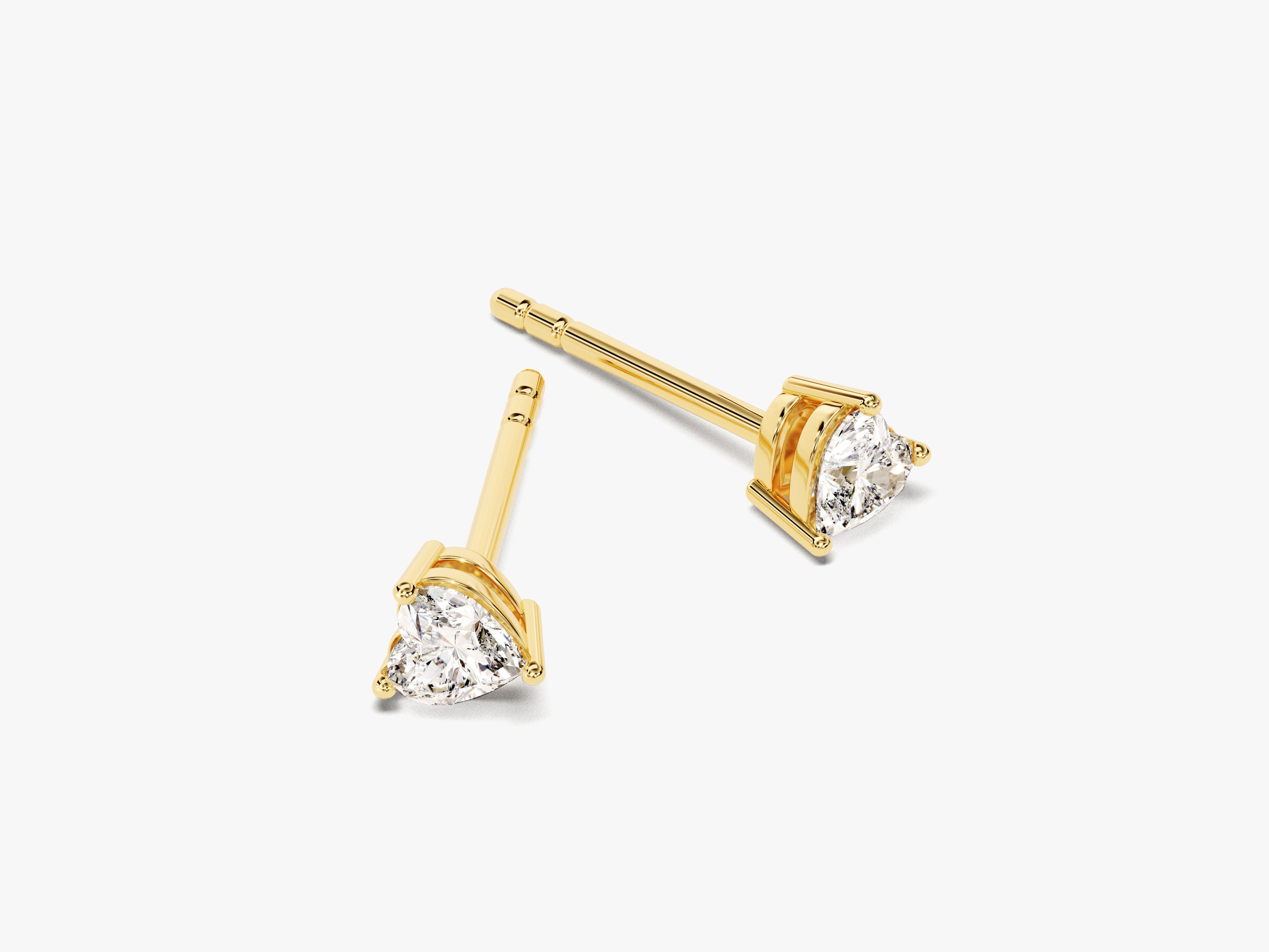 Gold diamond heart stud earrings for jewelry