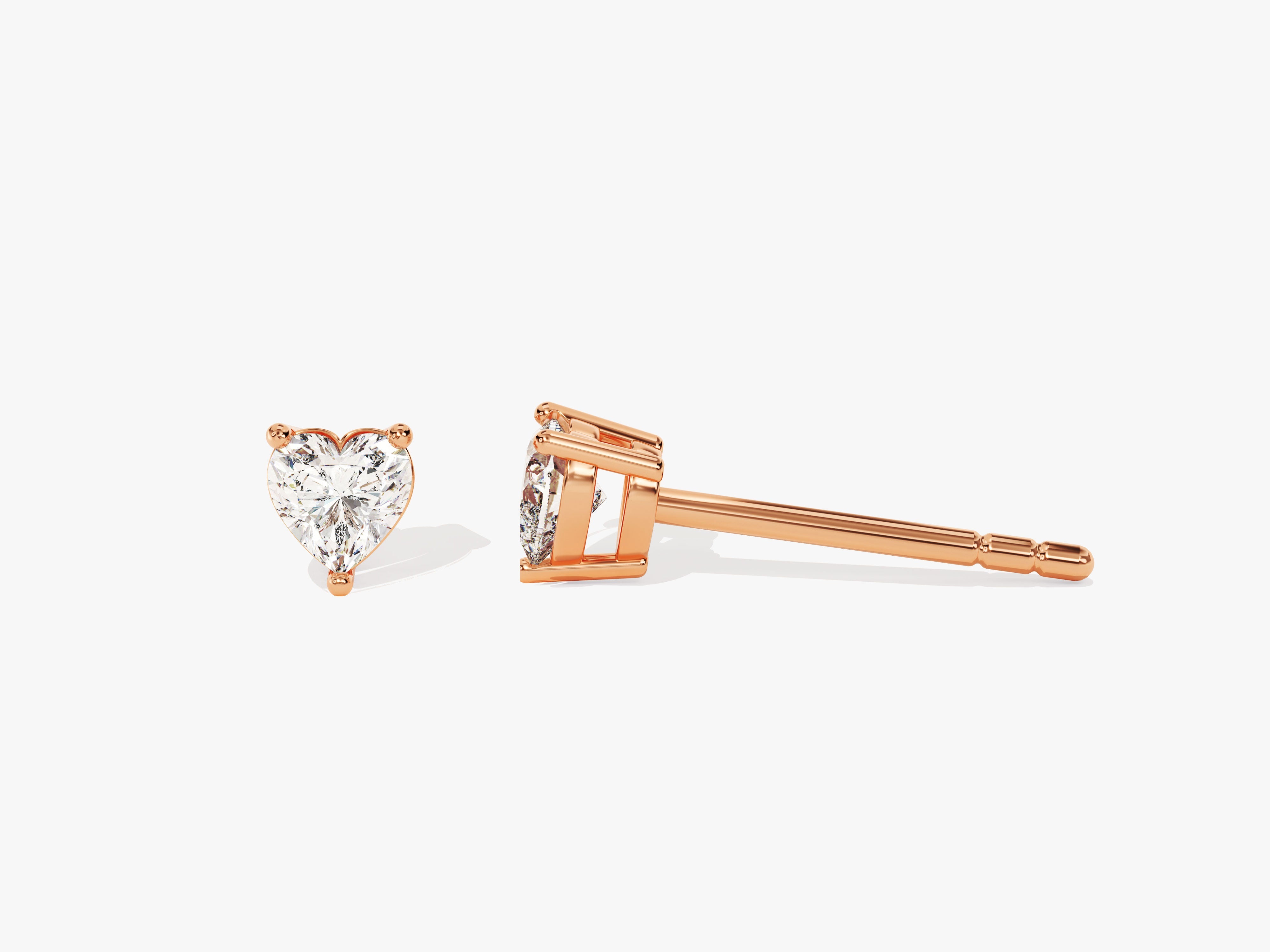 Rose gold heart diamond stud earrings for jewelry lovers