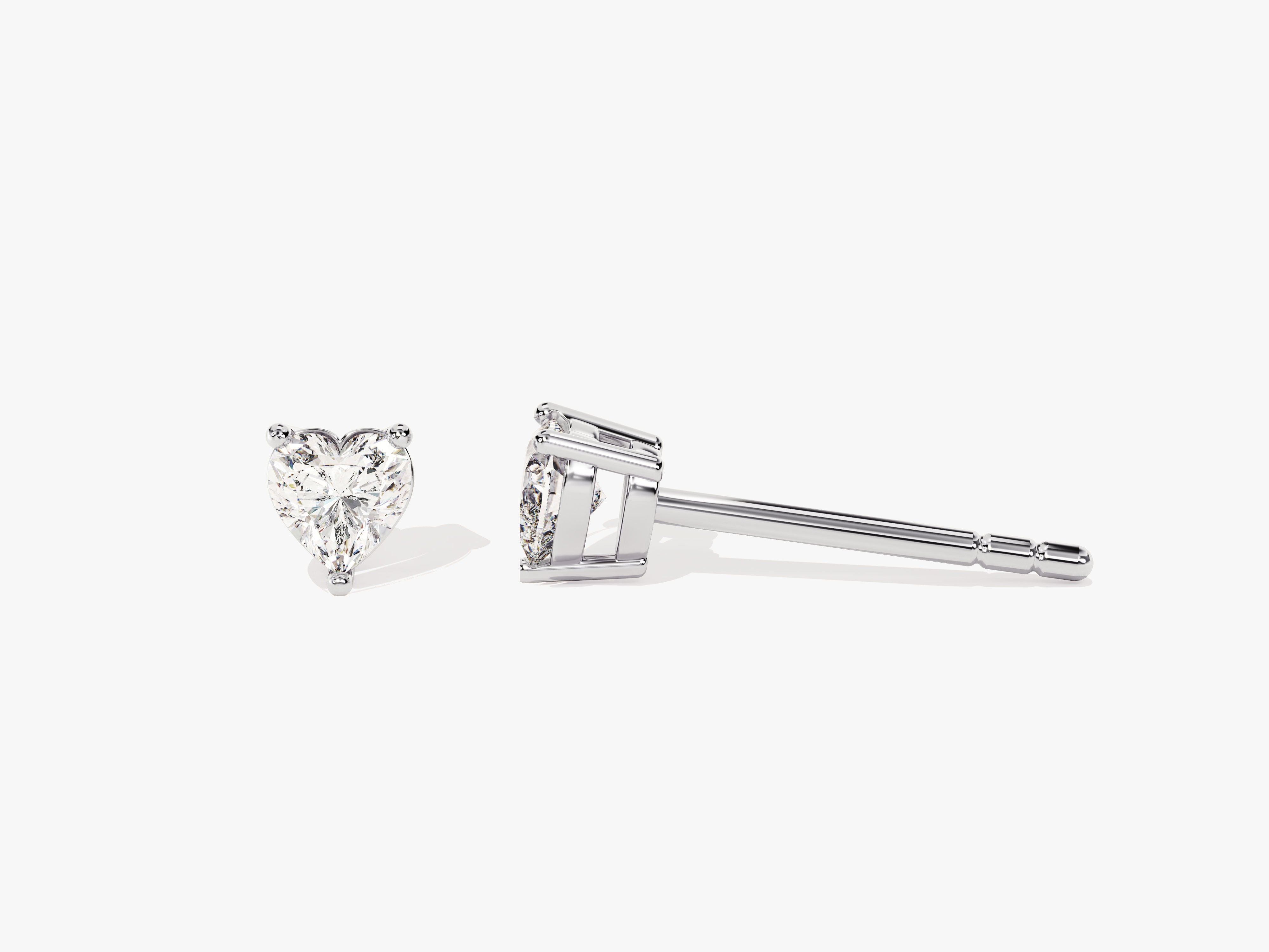 Heart-shaped diamond stud earrings, fine jewelry for her