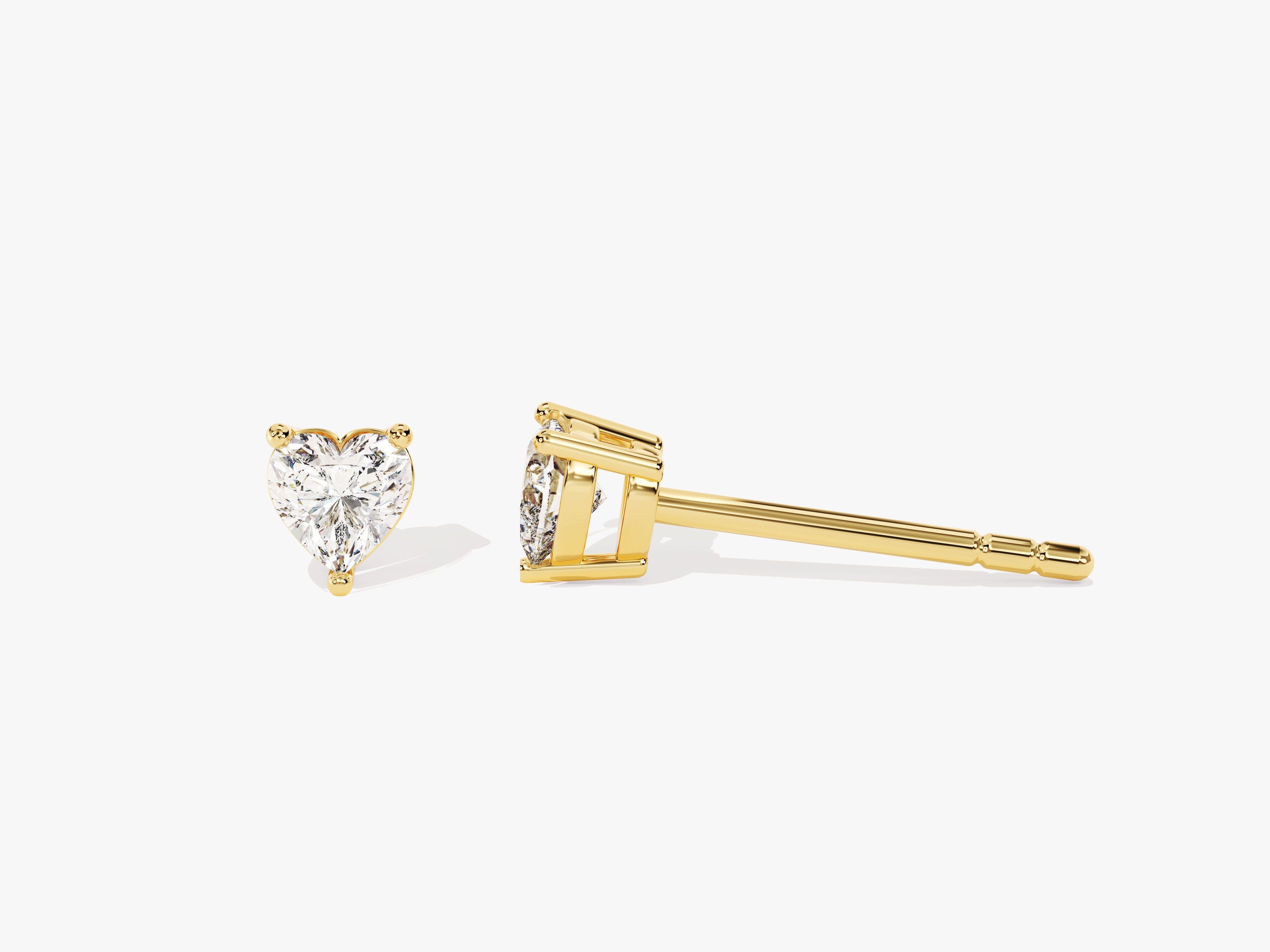 Gold heart diamond stud earrings from jewelry company