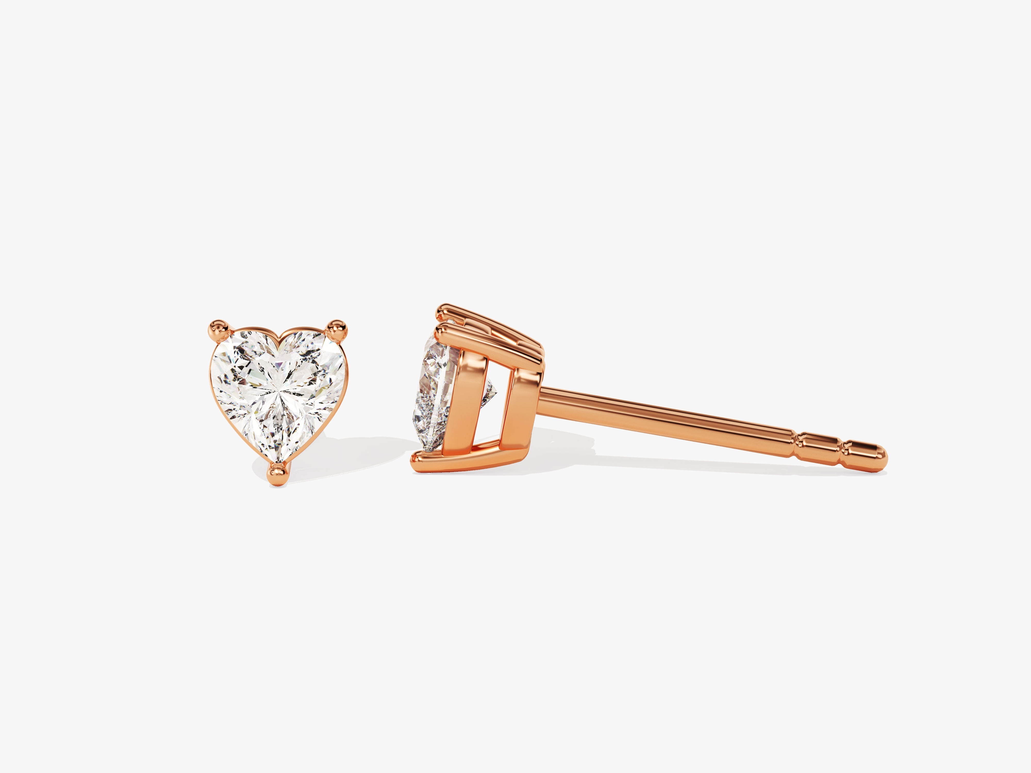 Rose gold heart diamond stud earrings for jewelry lovers