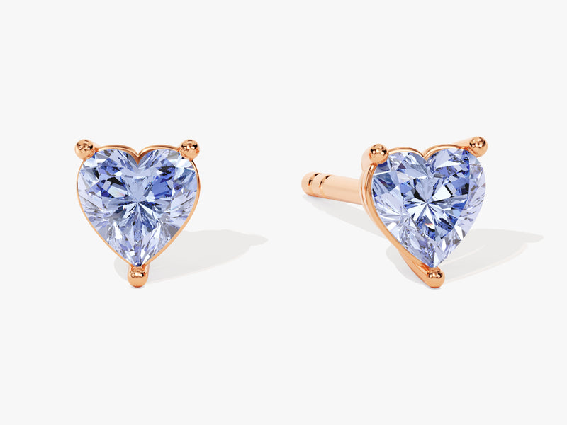 Heart Cut Birthstone Stud Earrings