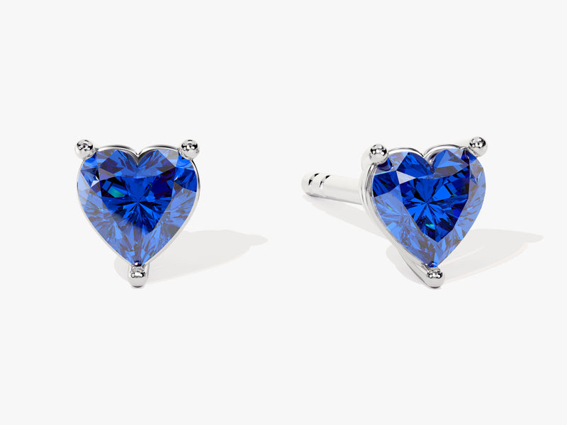 Heart Cut Birthstone Stud Earrings