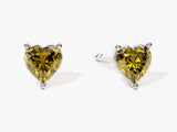 Heart Cut Peridot Stud Earrings in 14k Solid Gold