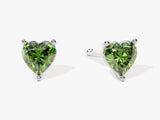 Heart Cut Emerald Stud Earrings in 14k Solid Gold