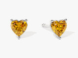 Heart Cut Citrine Stud Earrings in 14k Solid Gold