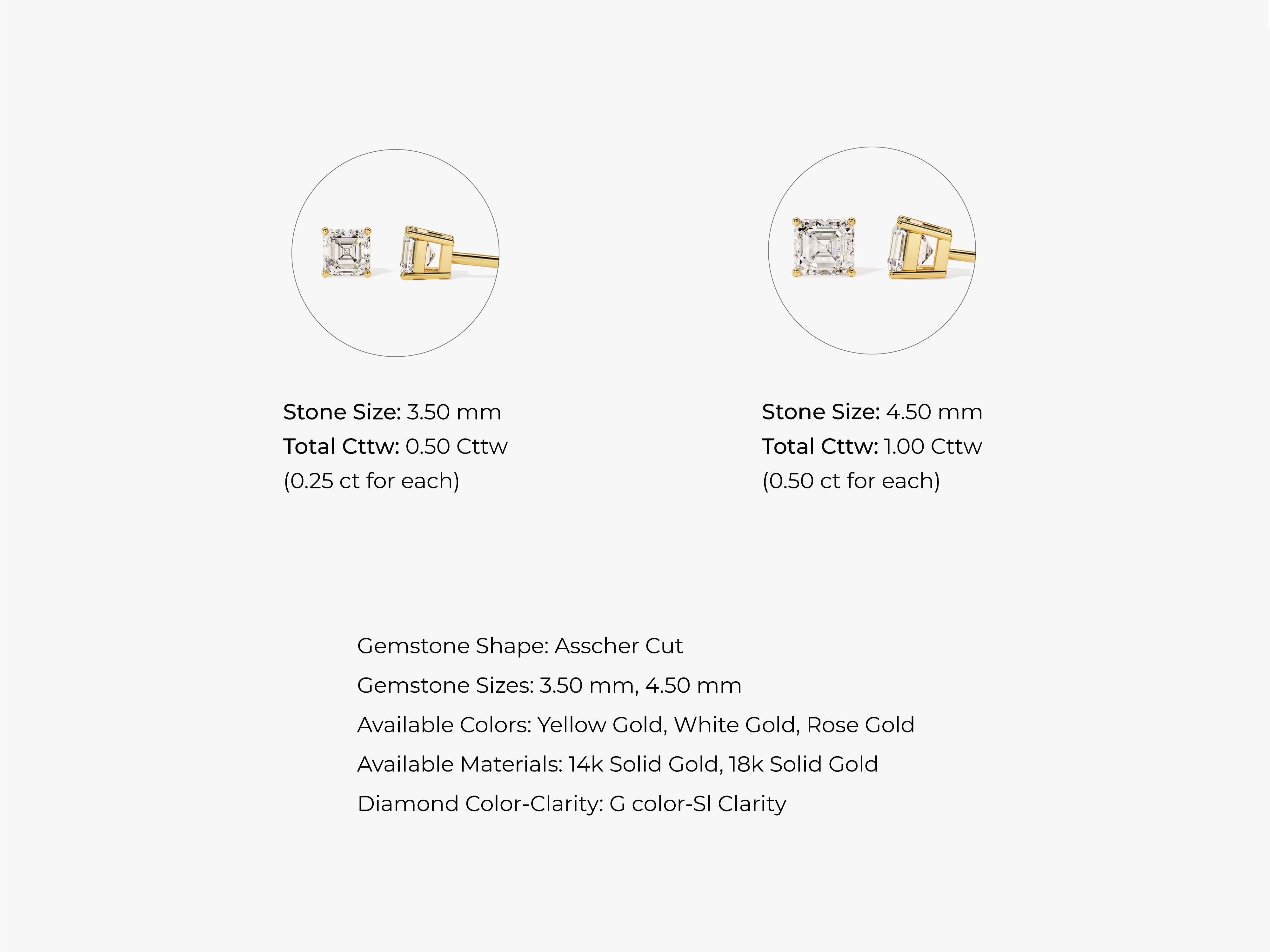 Asscher Cut Stud Earrings (0.50 ct tw)