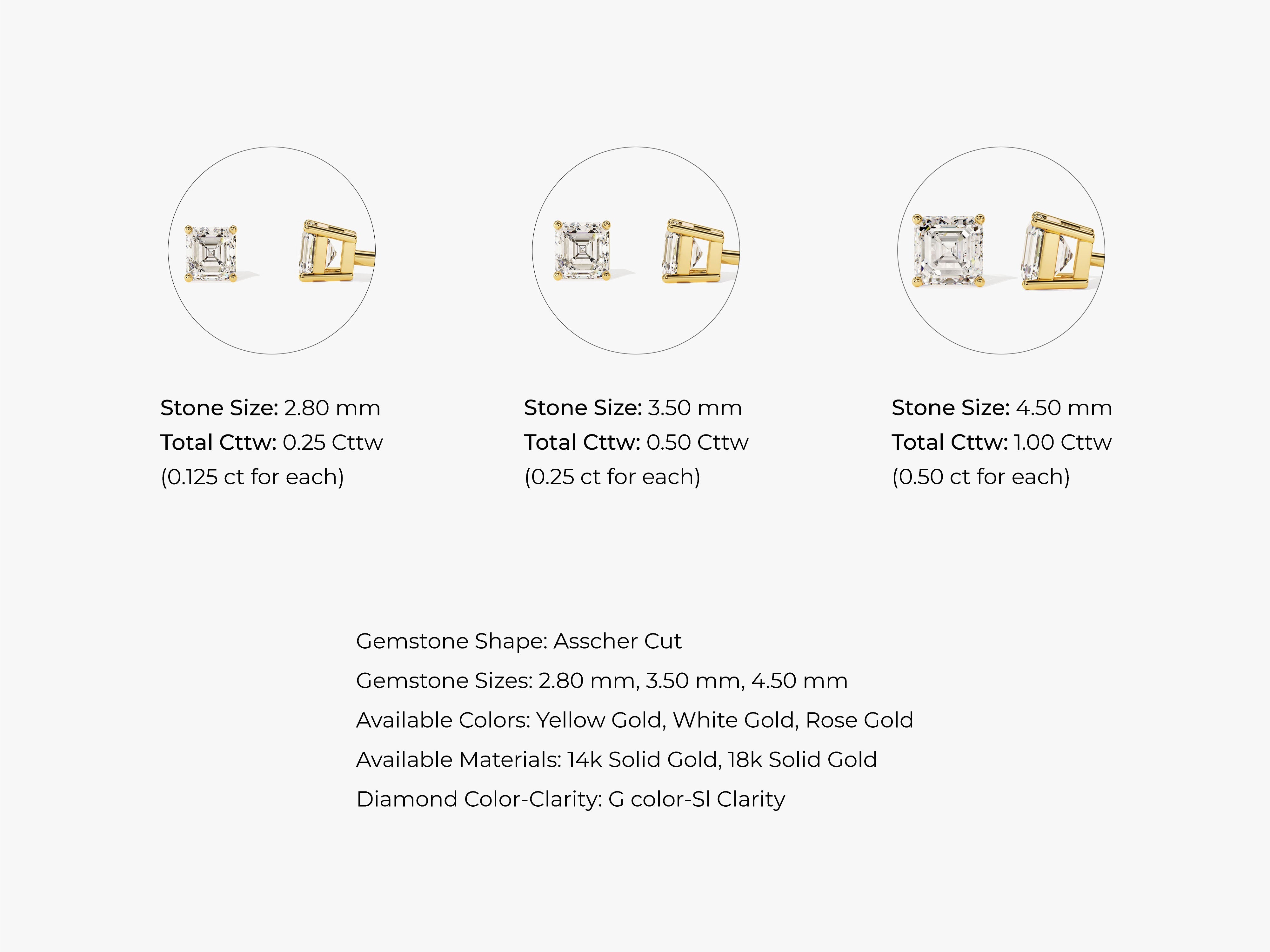 Asscher Cut Stud Earrings (0.25 ct tw)