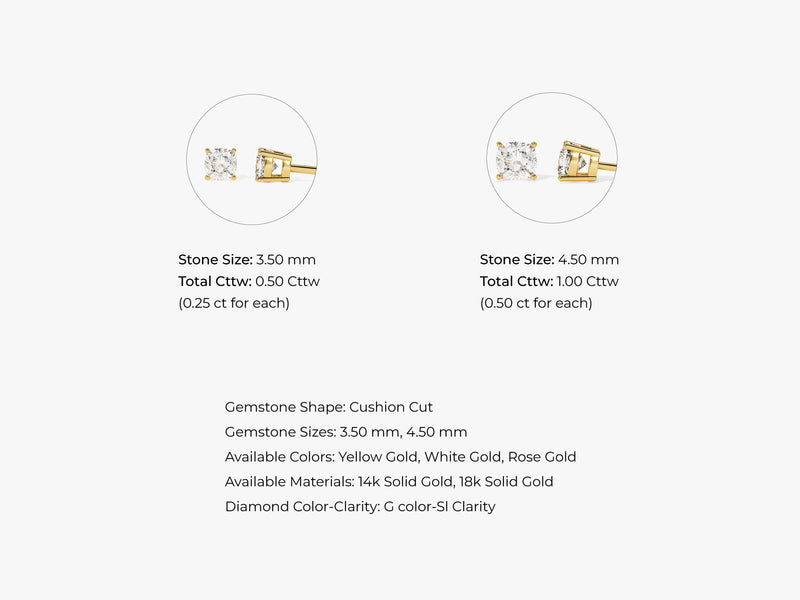 Cushion Cut Stud Earrings (1.00 ct tw)