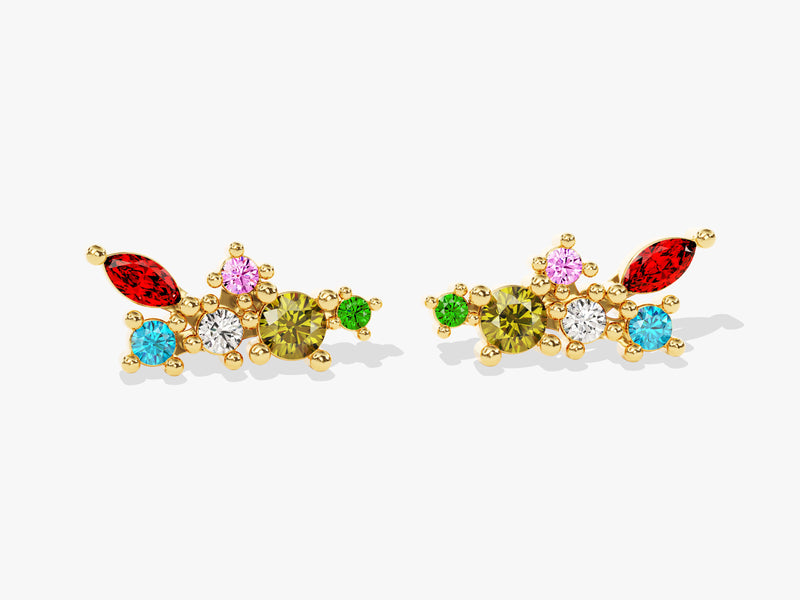 Tiny Cluster Birthstone Stud Earrings