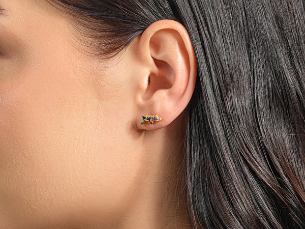 Tiny Cluster Birthstone Stud Earrings