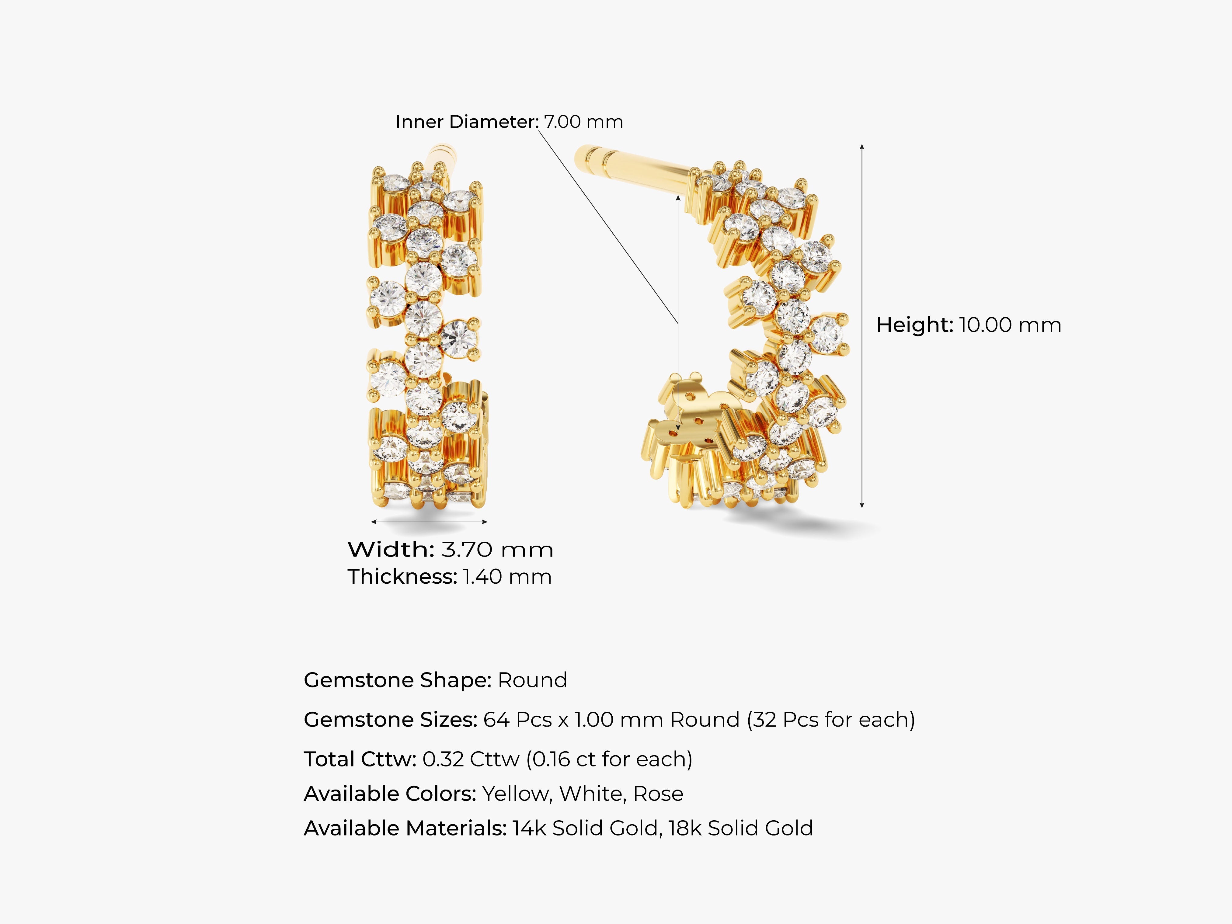 Diamond hoop earrings in 14k solid gold