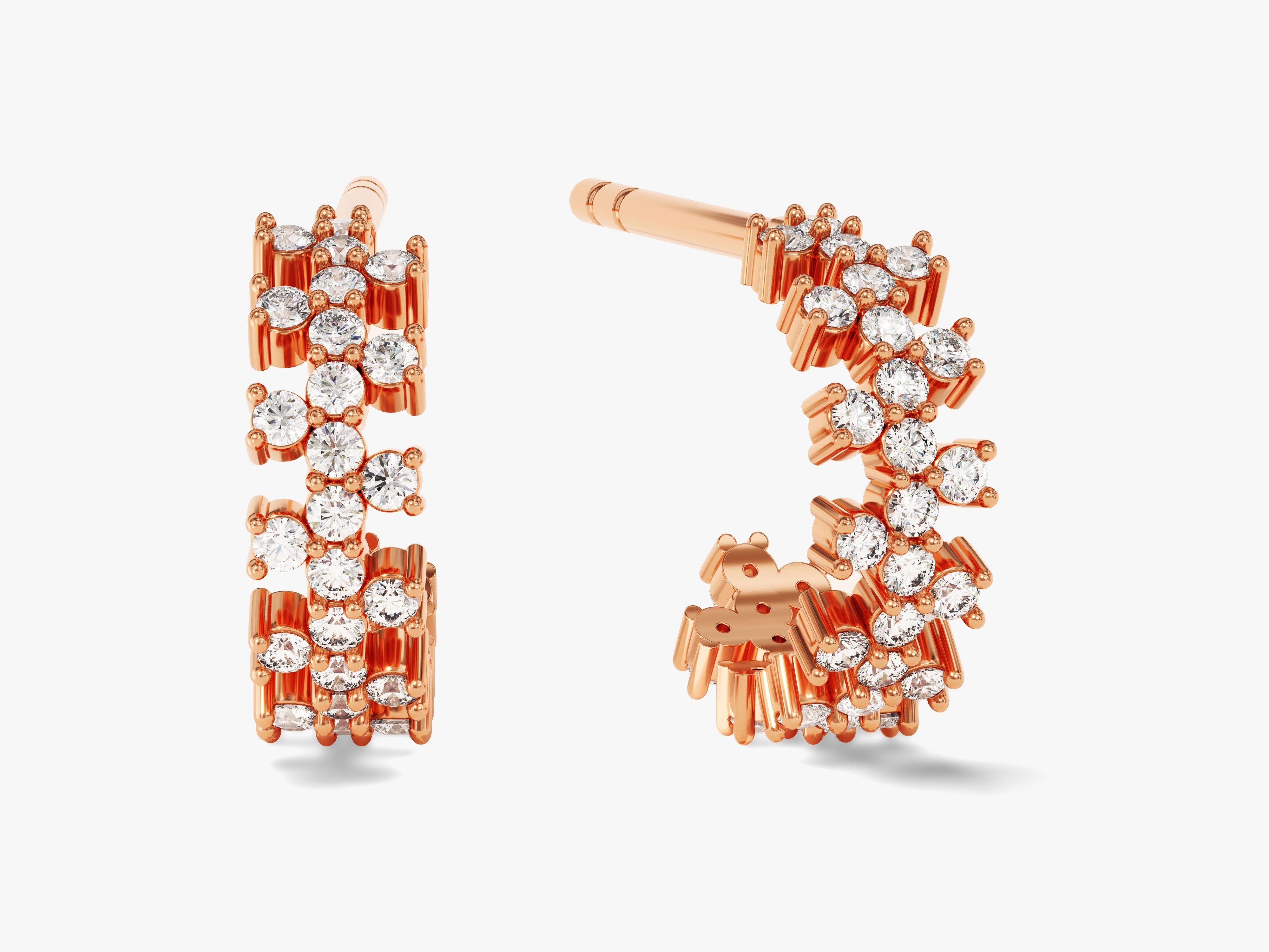Rose gold diamond hoop earrings from jewelry brand