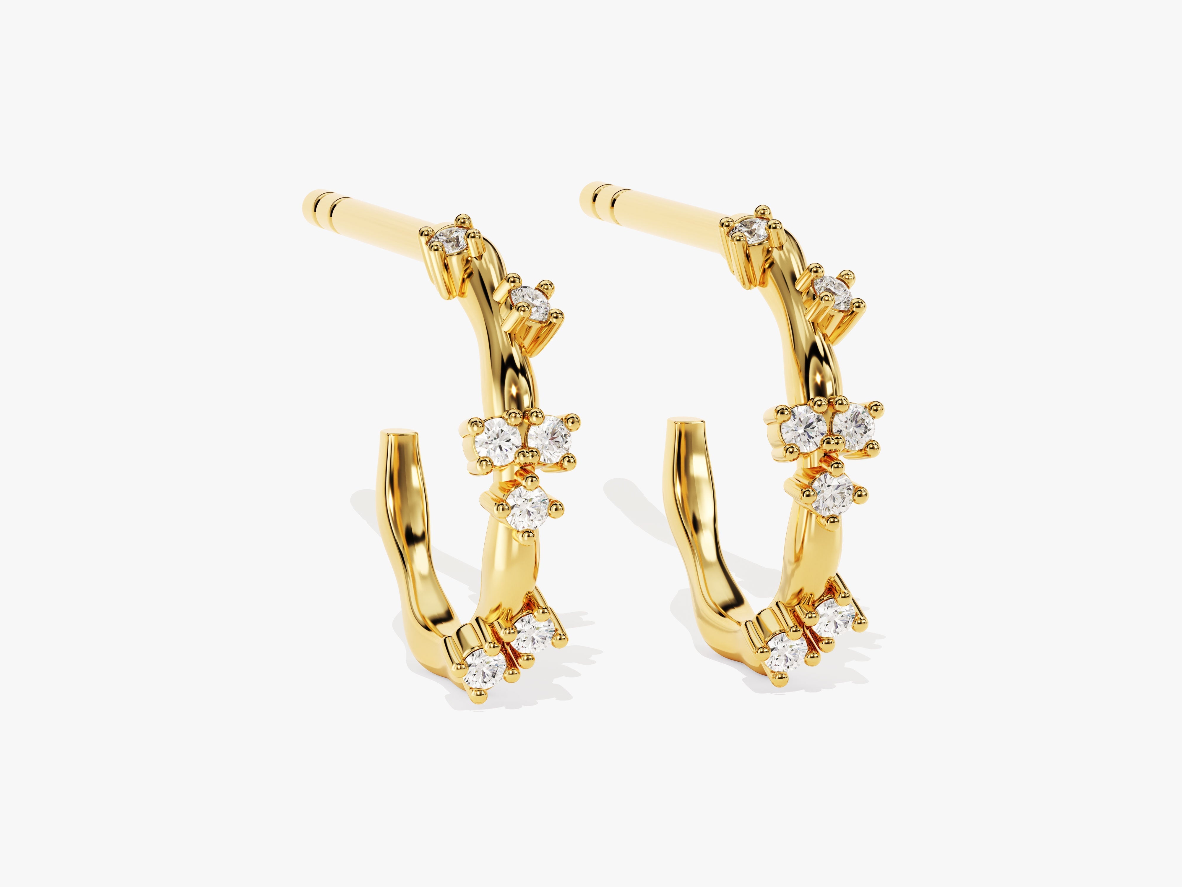 Gold hoop earrings with diamonds, fine jewelry for women