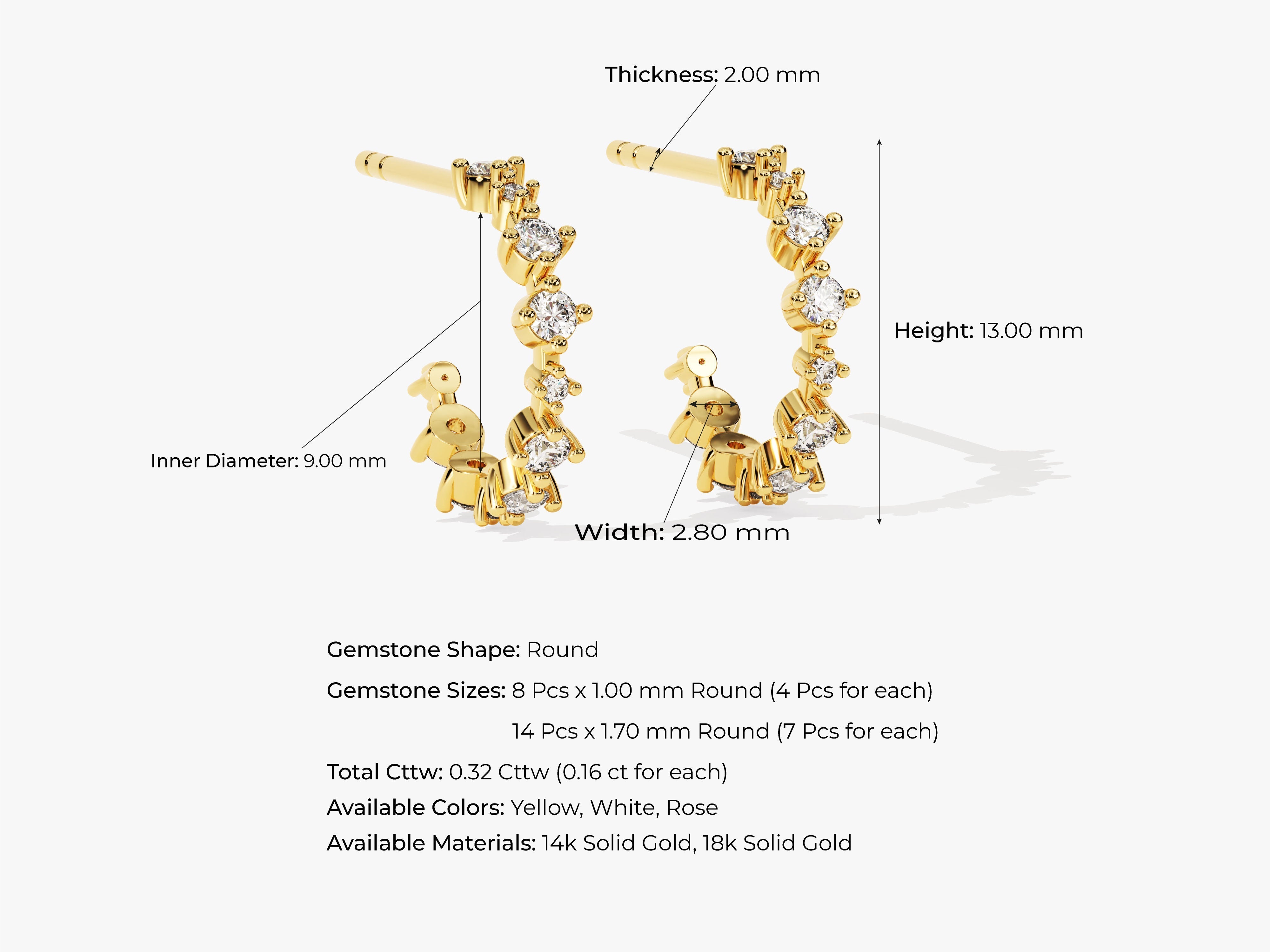Gold diamond hoop earrings with animal charm, jewelry details