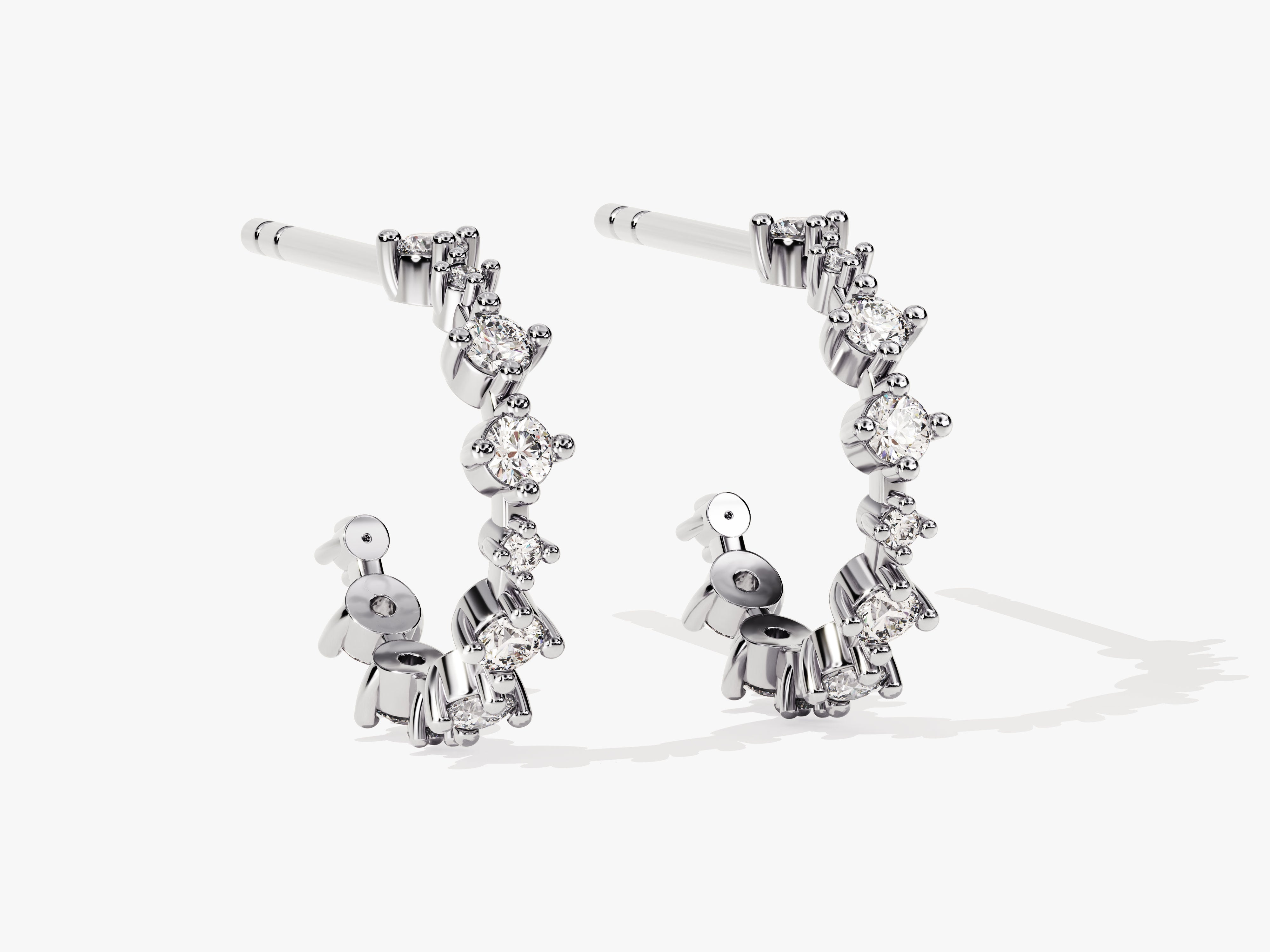 Diamond hoop earrings, fine jewelry, white gold, sparkling gems