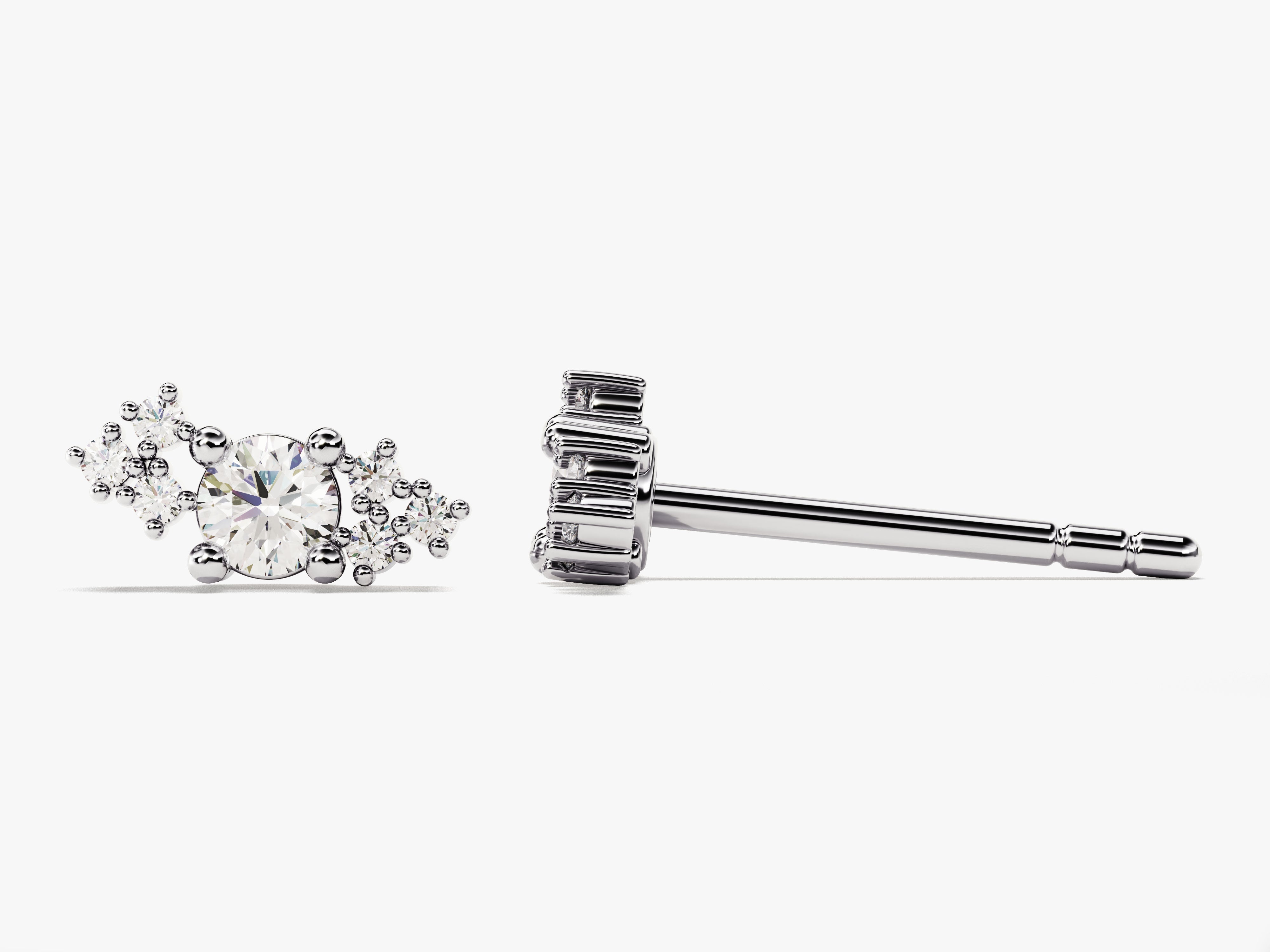 Diamond cluster stud earrings, fine jewelry for women