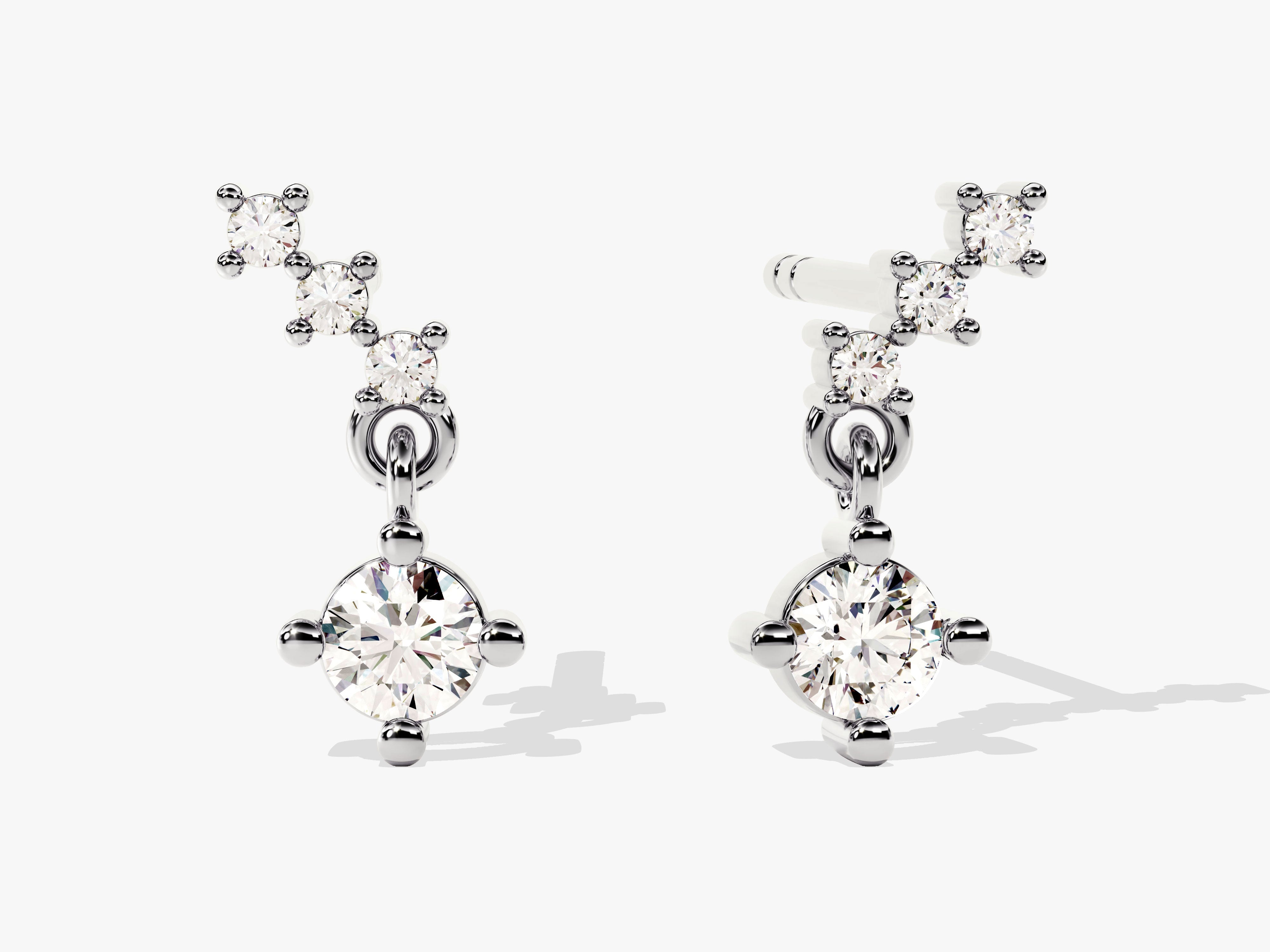 Diamond cluster earrings, fine jewelry, white gold, elegant design