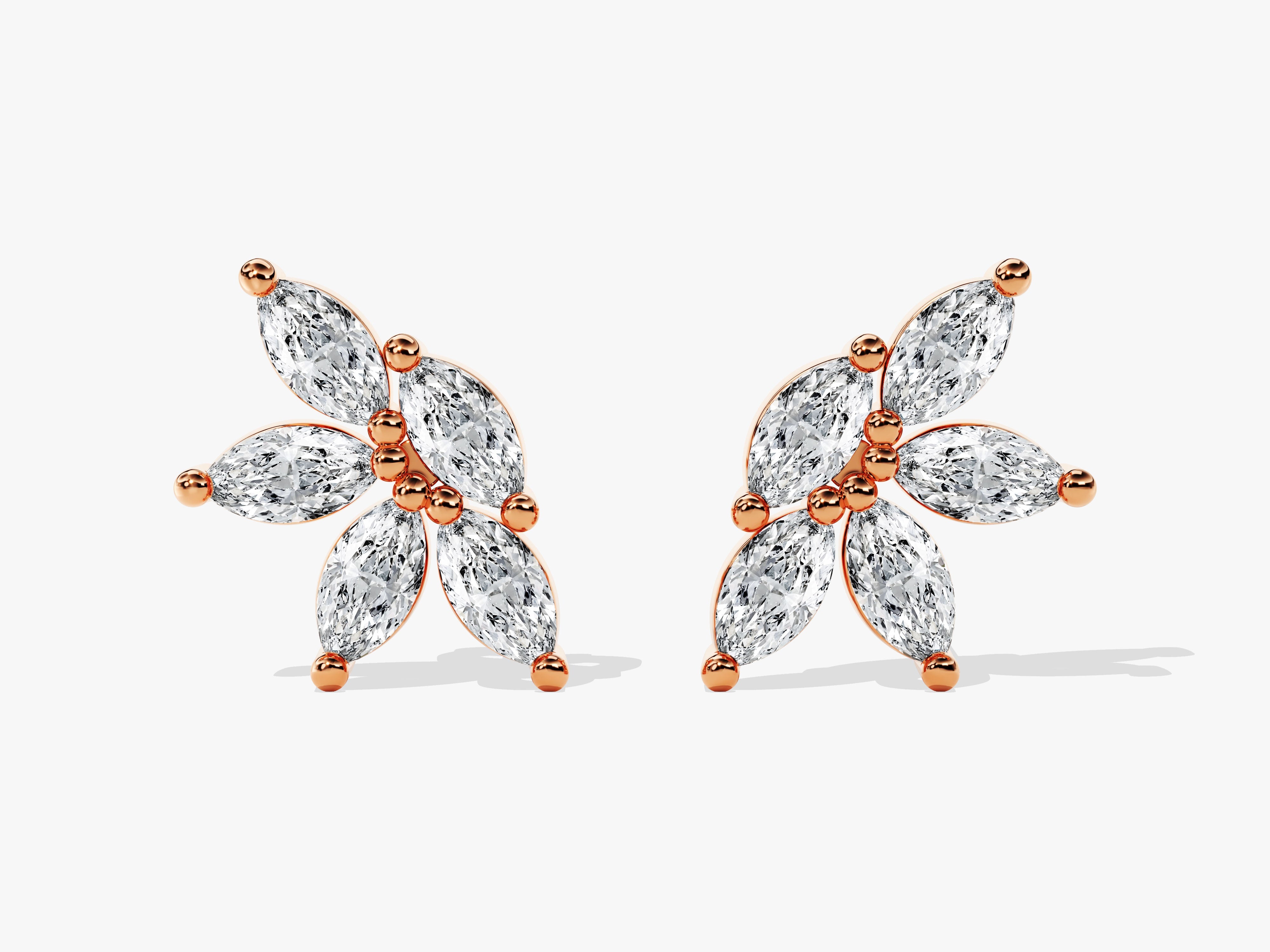 Marquise Flower Stud Earrings