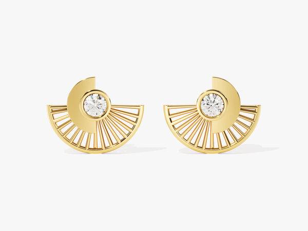 14k Solid Gold Sunburst Stud Earrings