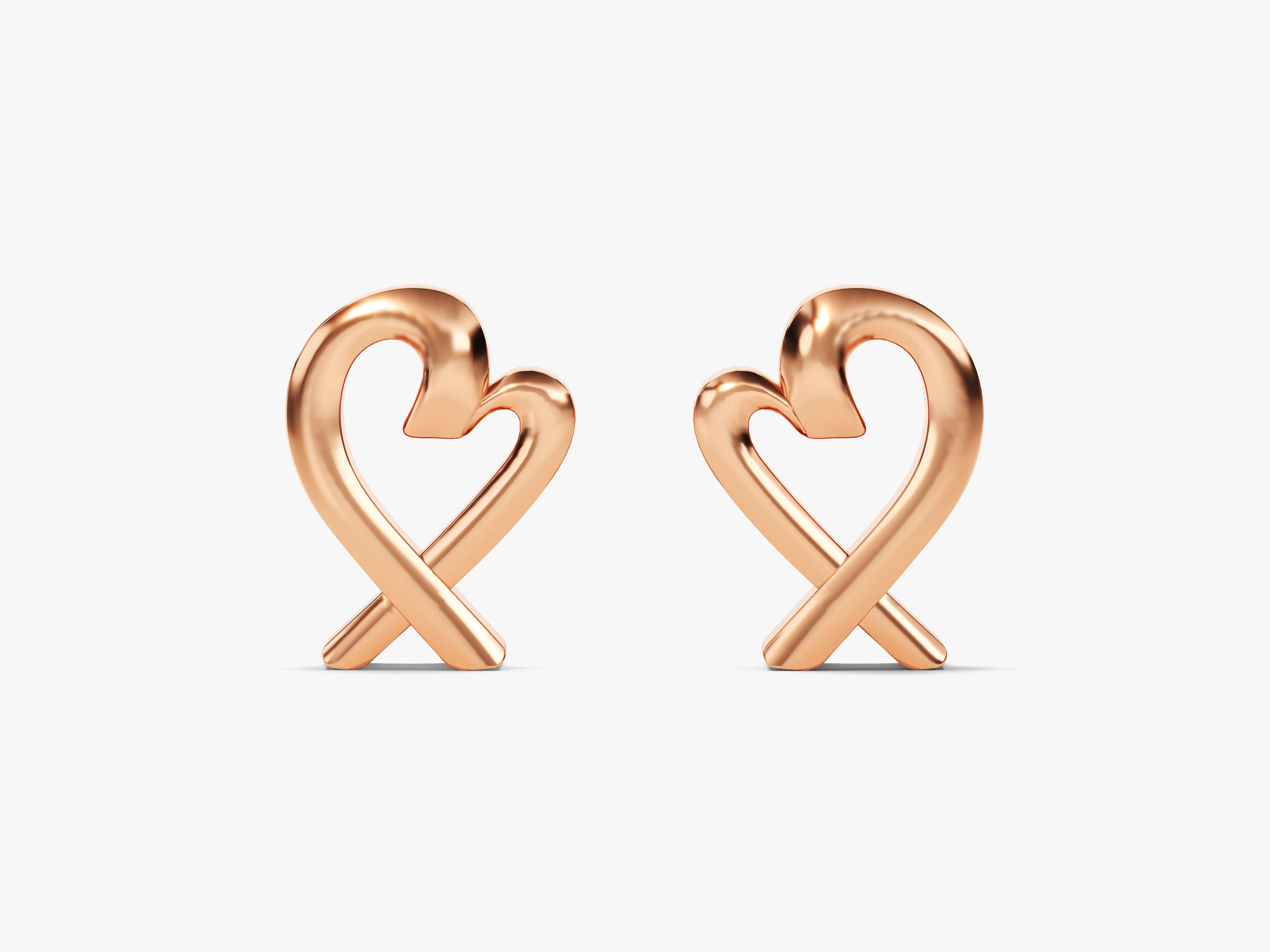Rose gold heart earrings, elegant jewelry for women